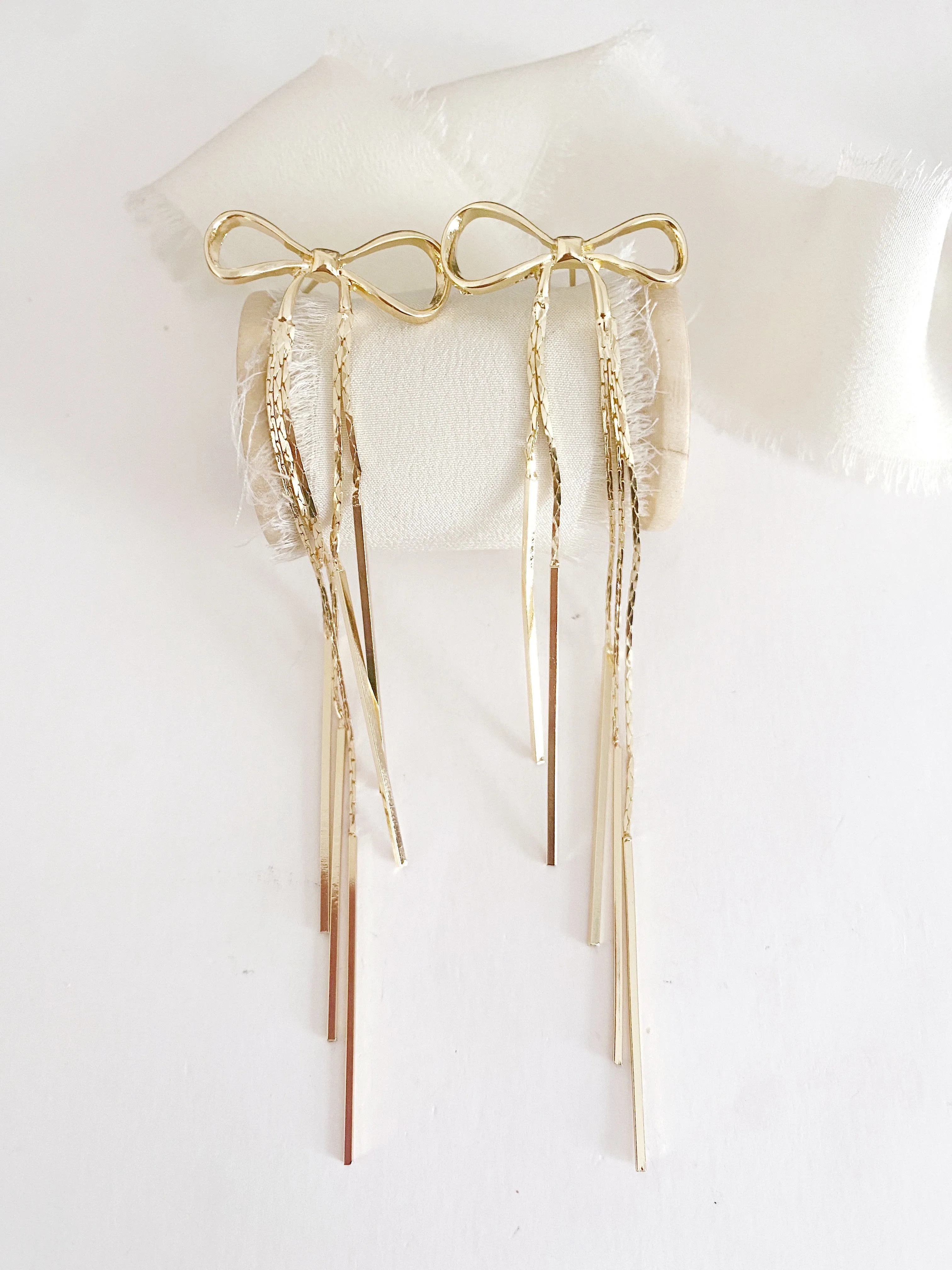 Idora Bow Long Drop Earrings