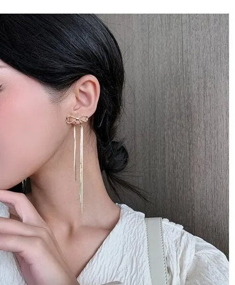 Idora Bow Long Drop Earrings