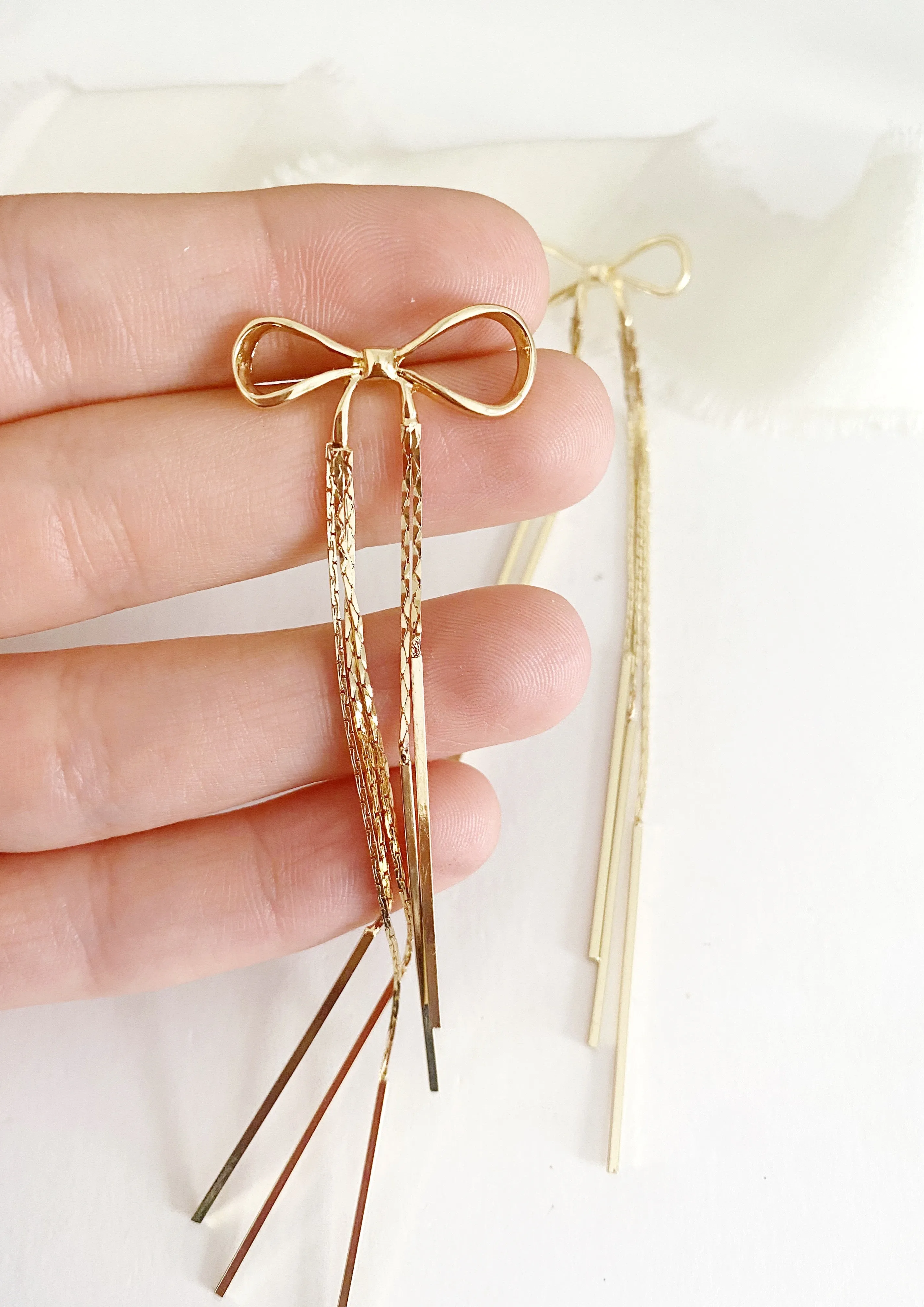 Idora Bow Long Drop Earrings