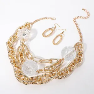 iLLASPARKZ Chunky Acrylic Ball Textured Chain Layered Statement Necklace