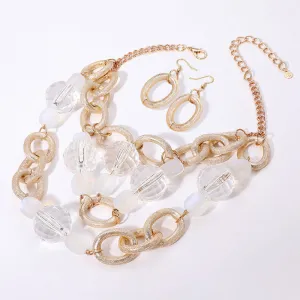 iLLASPARKZ Chunky Acrylic Ball Textured Metal Ring Abstract Chandelier Statement Necklace