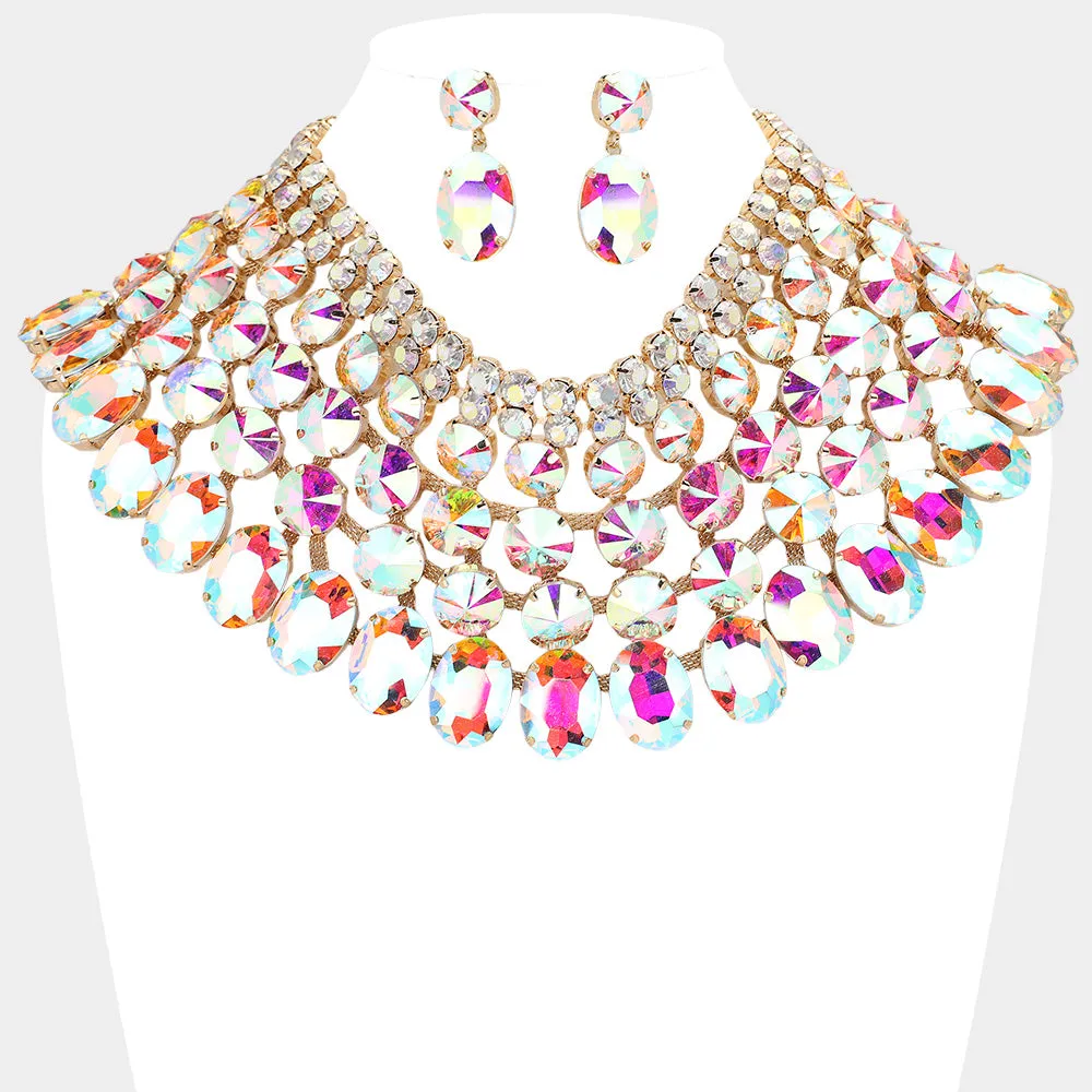 iLLASPARKZ Crystal Glass Bib Statement Necklace