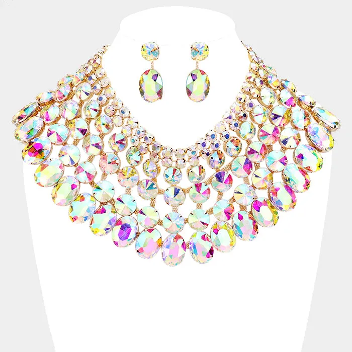 iLLASPARKZ Crystal Glass Bib Statement Necklace