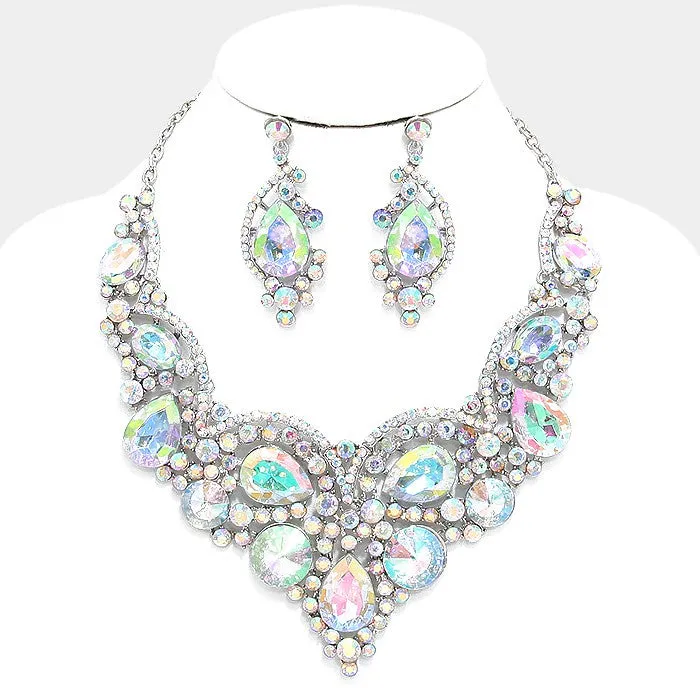 iLLASPARKZ Crystal rhinestone teardrop statement evening necklace