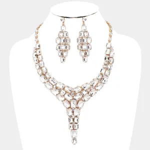 iLLASPARKZ Crystal Statement Drop Evening Necklace