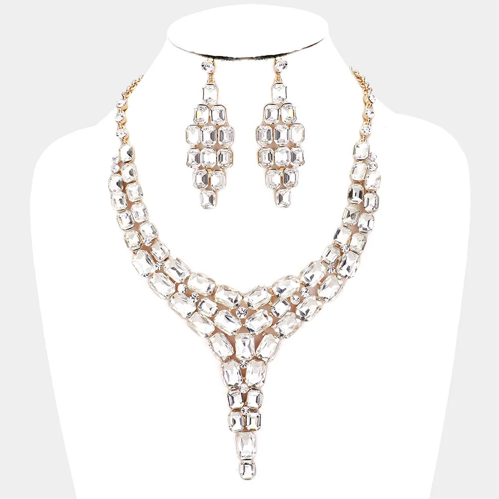 iLLASPARKZ Crystal Statement Drop Evening Necklace