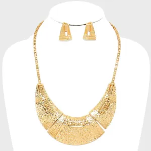 iLLASPARKZ Hammered Metal Bar Statement Collar Necklace