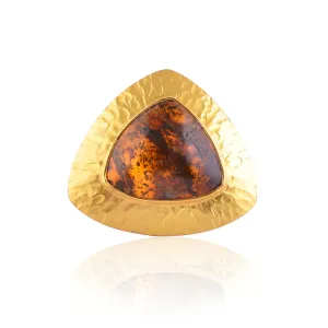 Indian Handcrafted Silver Gold Plated Amber Ring