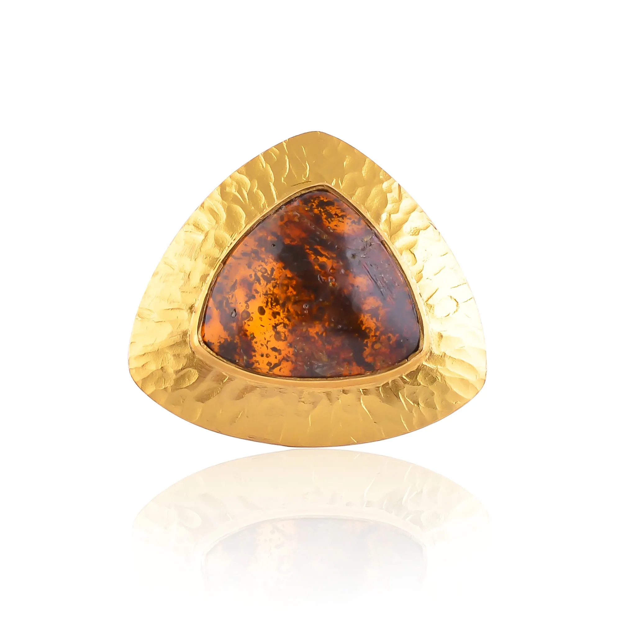 Indian Handcrafted Silver Gold Plated Amber Ring