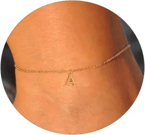 Initial Ankle Bracelets for Women 14K Gold Plated O Chain Letter Initial Anklets Dainty Gold Anklet Ankle Bracelets Minimalist Summer Beach Foot Chain Ankle Jewelry Gifts