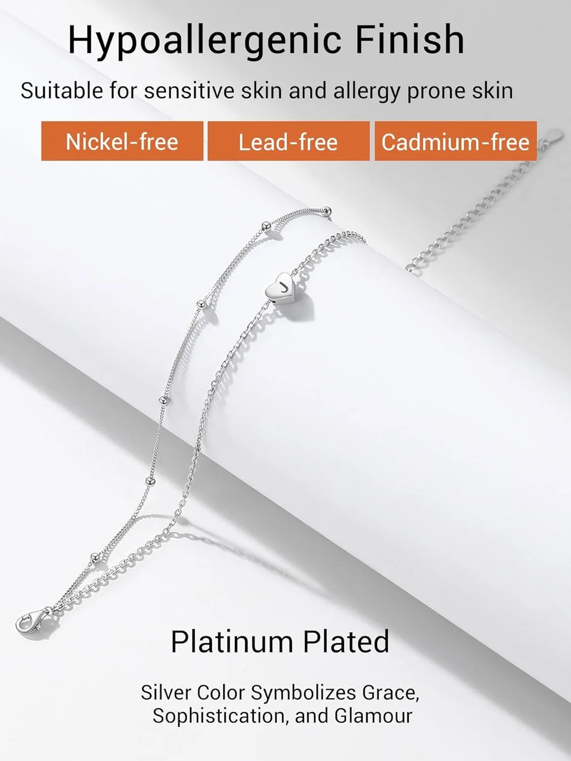 Initial Ankle Bracelets for Women, Dainty 925 Sterling Silver Letter A-Z Layered Anklet, Heart Ankle Bracelet Beach Jewelry, Come with Box