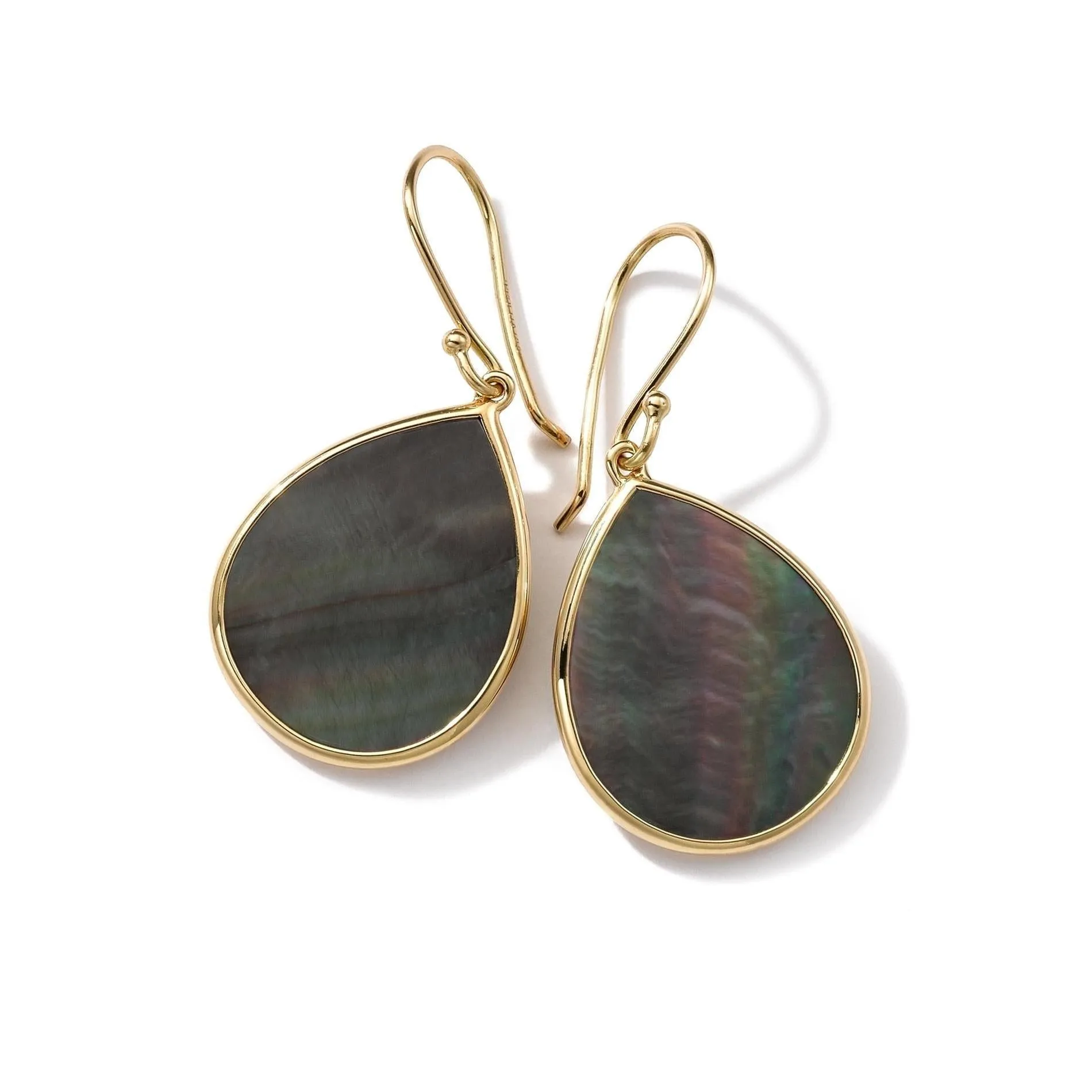 IPPOLITA Mini Teardrop Yellow Gold Earrings in Black Shell - POLISHED ROCK CANDY