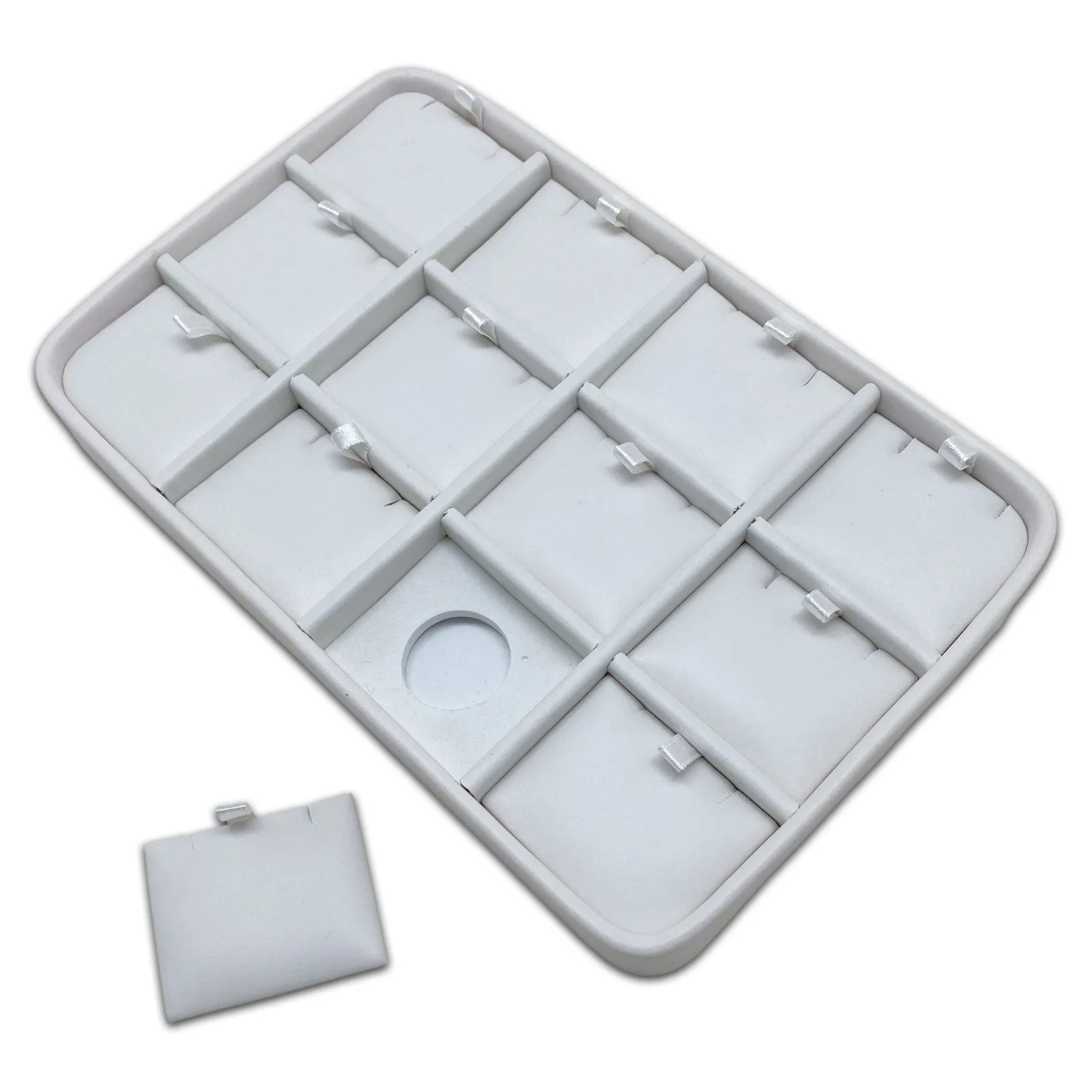 Ivory Leatherette 12 Grid Pendant Display Storage Tray