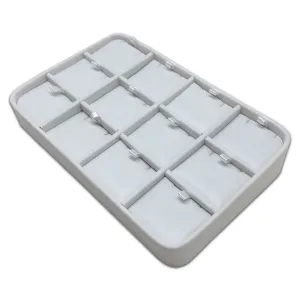 Ivory Leatherette 12 Grid Pendant Display Storage Tray