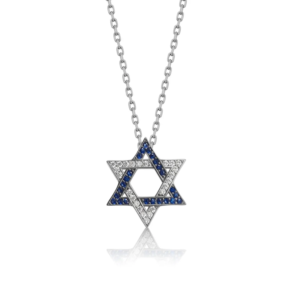 Jewish Star Necklace | Blue or Clear Gemstones