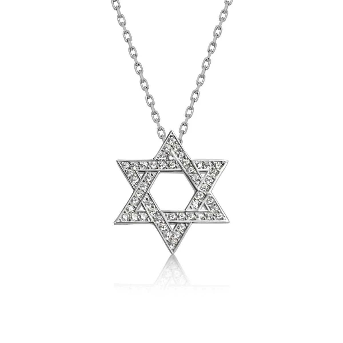 Jewish Star Necklace | Blue or Clear Gemstones