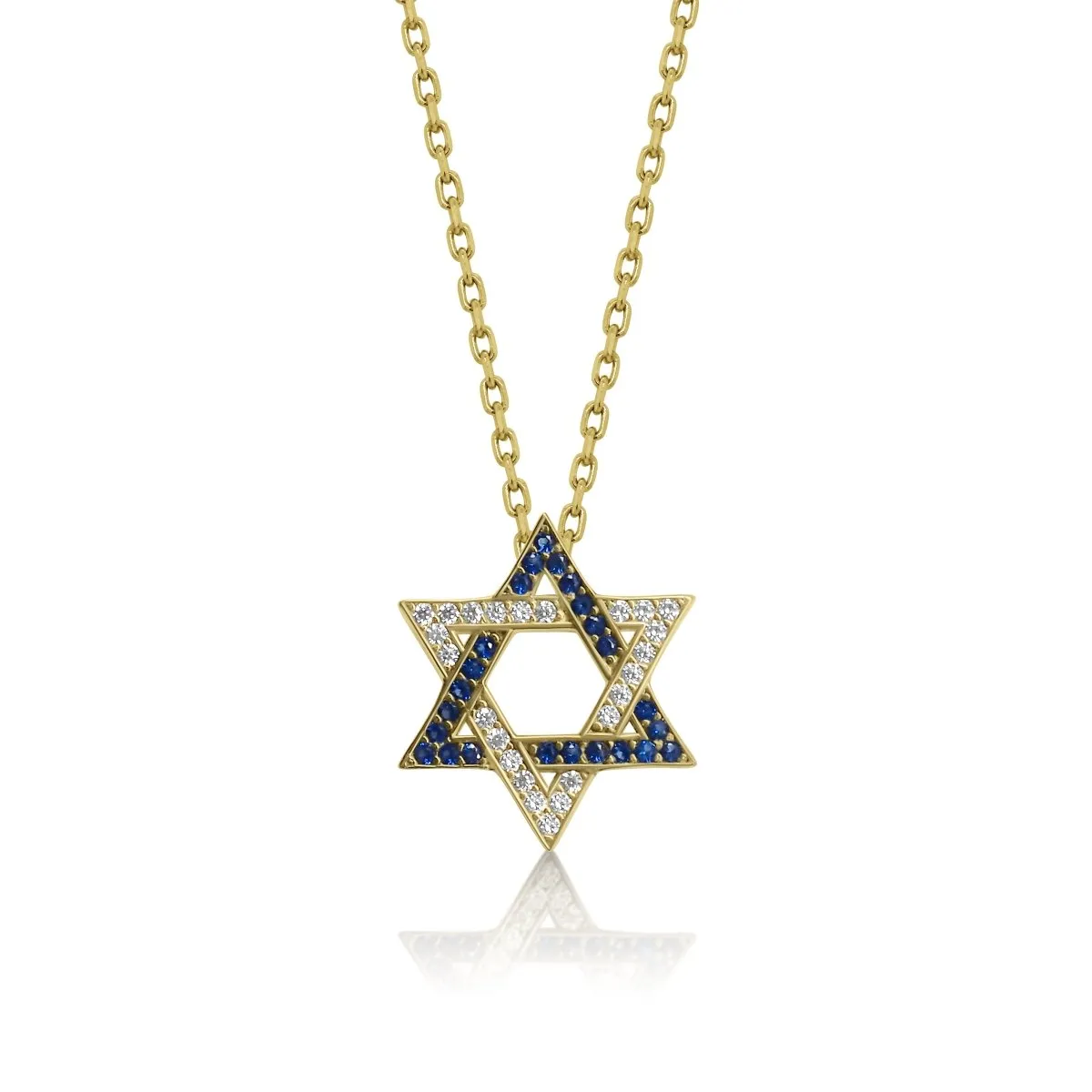Jewish Star Necklace | Blue or Clear Gemstones