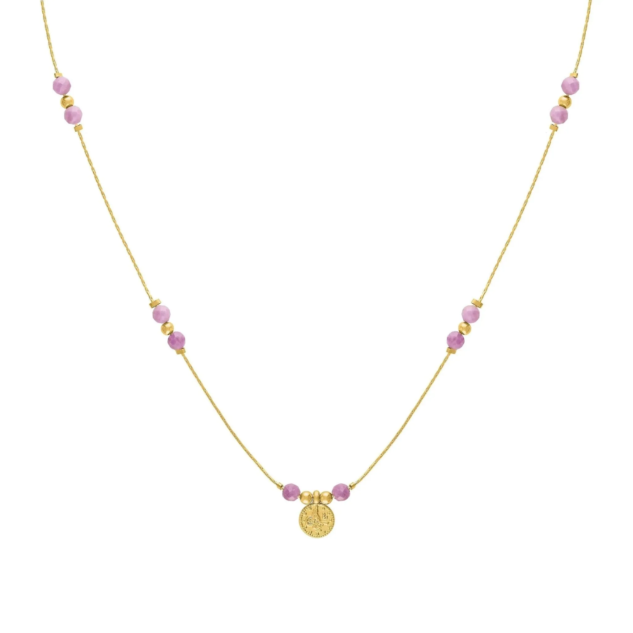 Journey Phosphosiderite Gemstone Coin Necklace