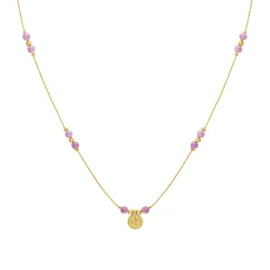 Journey Phosphosiderite Gemstone Coin Necklace