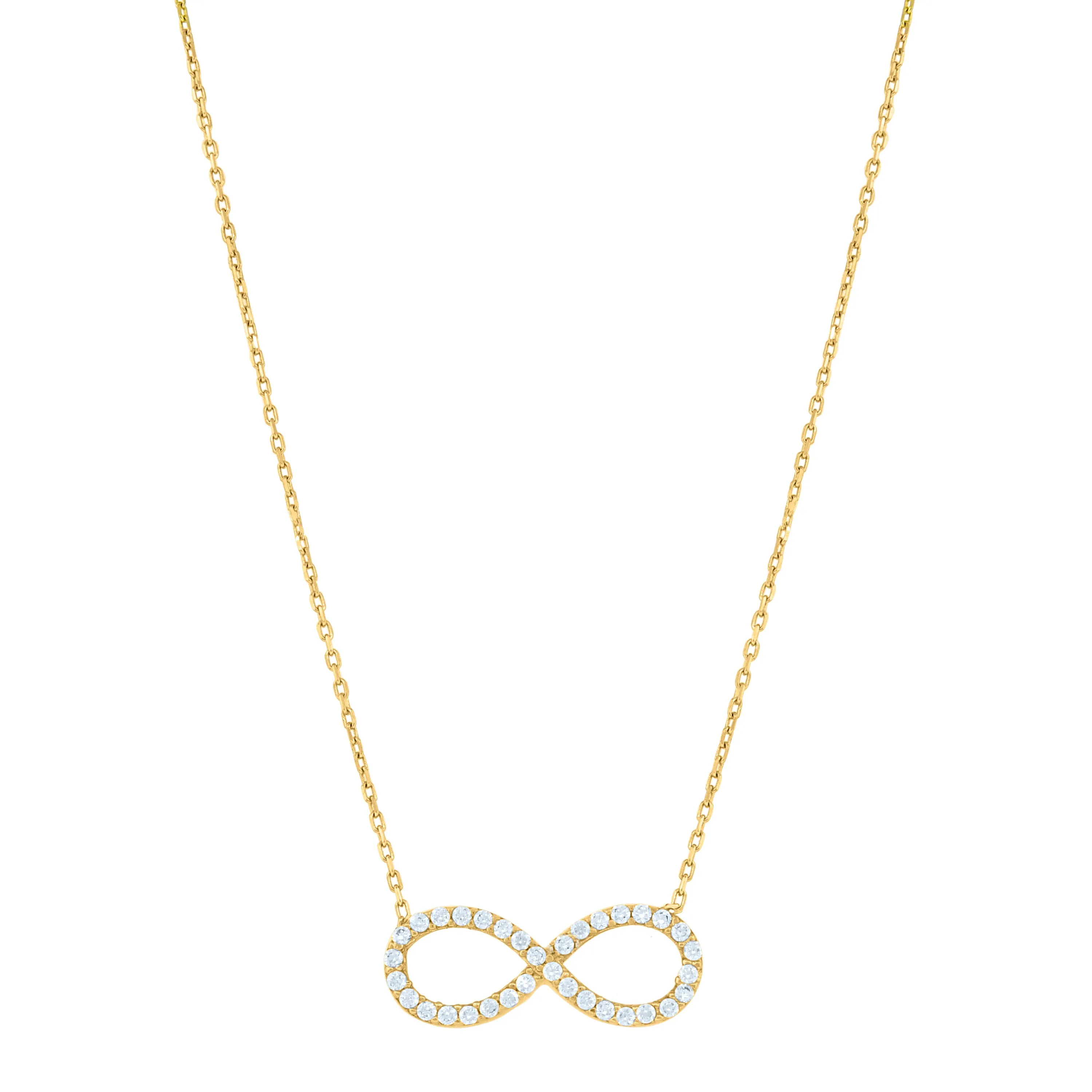 Keene Jewelers 14kt Yellow Gold Womens Cubic Zirconia Love Infinity Charm Pendant