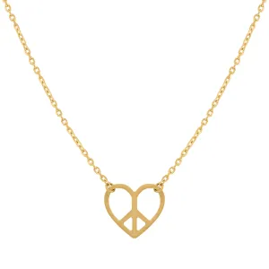 Keene Jewelers 14kt Yellow Gold Womens Polished Finish Peace Heart Necklace Size 18 Inches