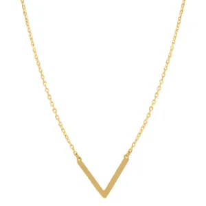 Keene Jewelers 14kt Yellow Gold Womens Polished Finish V Shape Bar Necklace Size 18 Inches