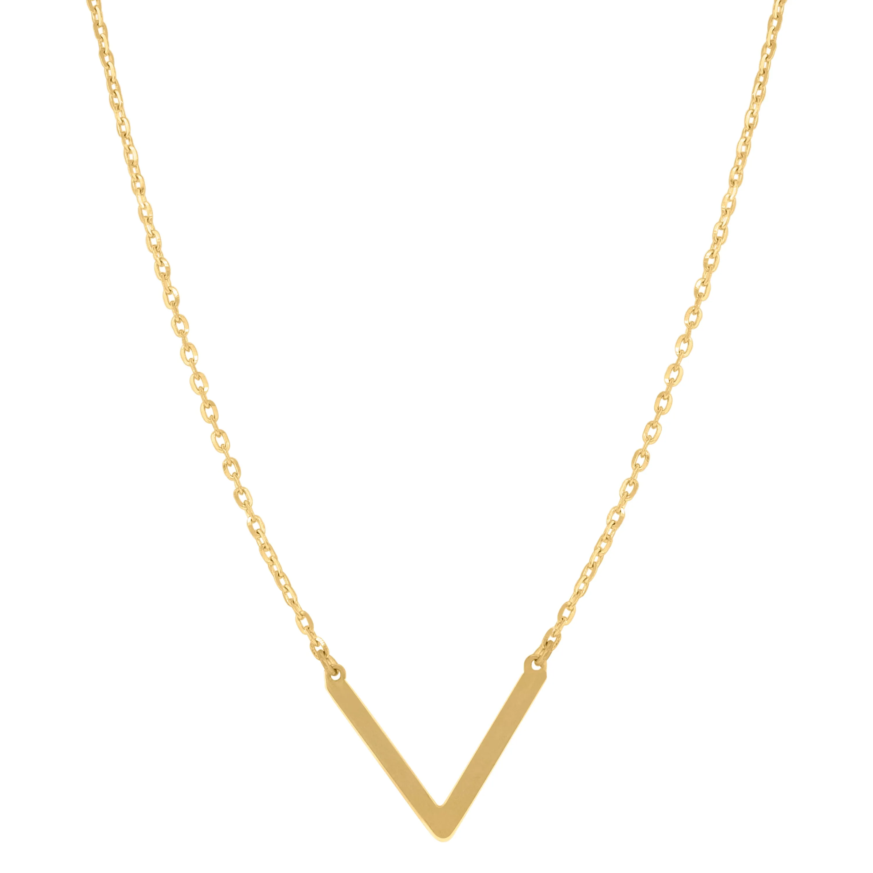 Keene Jewelers 14kt Yellow Gold Womens Polished Finish V Shape Bar Necklace Size 18 Inches