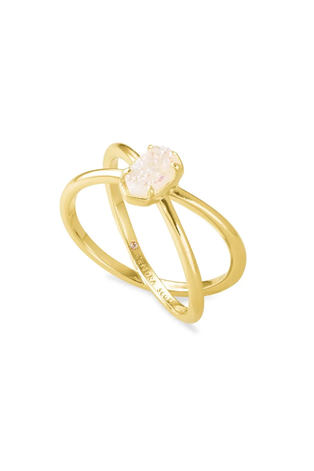 Kendra Scott: Emilie Gold Double Band Ring - Iridescent Drusy