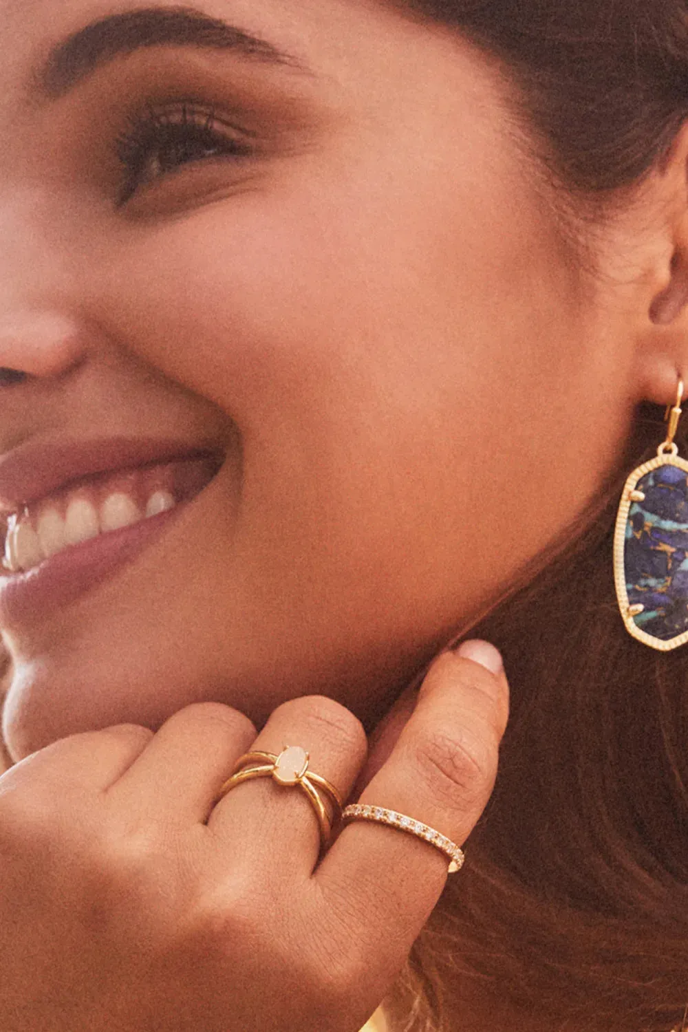 Kendra Scott: Emilie Gold Double Band Ring - Iridescent Drusy