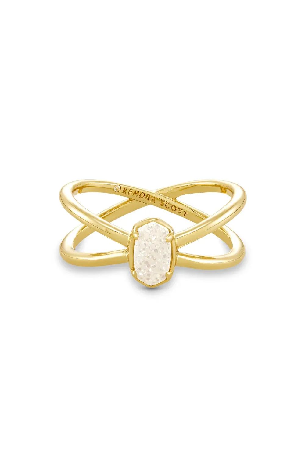 Kendra Scott: Emilie Gold Double Band Ring - Iridescent Drusy