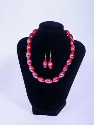 Klewisia Closet Shiny Pearls Necklace - Red