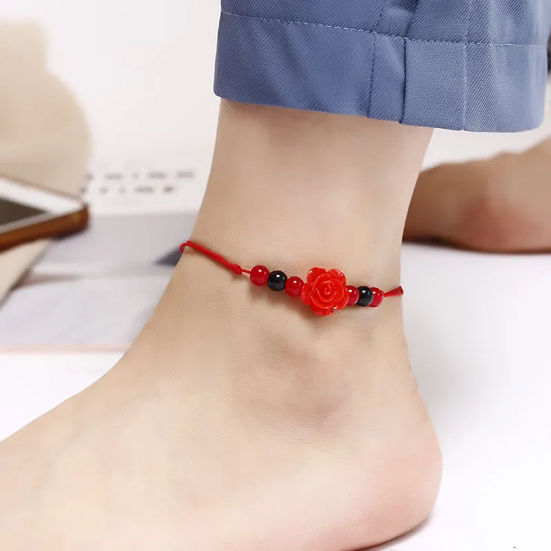 Korean Version Simple Bell Red Rope Anklet