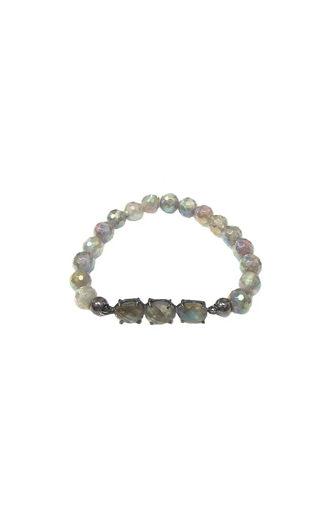 Lab Gunmetal 3 Stone Bracelet