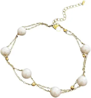 Ladies exquisite simple double layer anklet Pearl anklet Beach anklet Foot accessory Beautiful fashion gift for girls