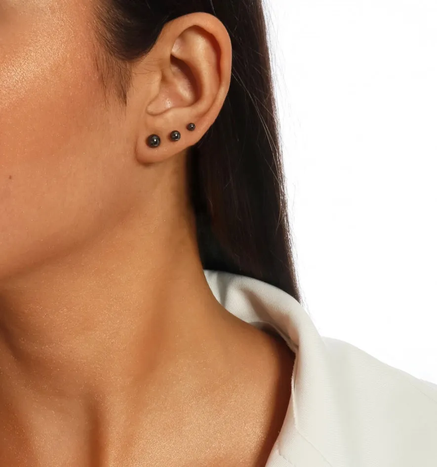 LITTLE BALLS TRIO EARRINGS  | Black Rhodium Plated