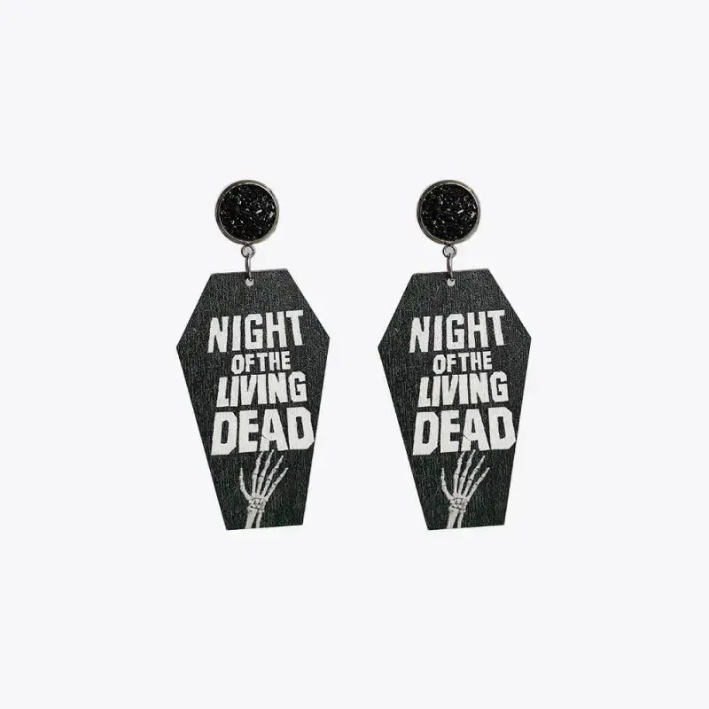 LOVCIA Coffin Shape Wooden Dangle Earrings