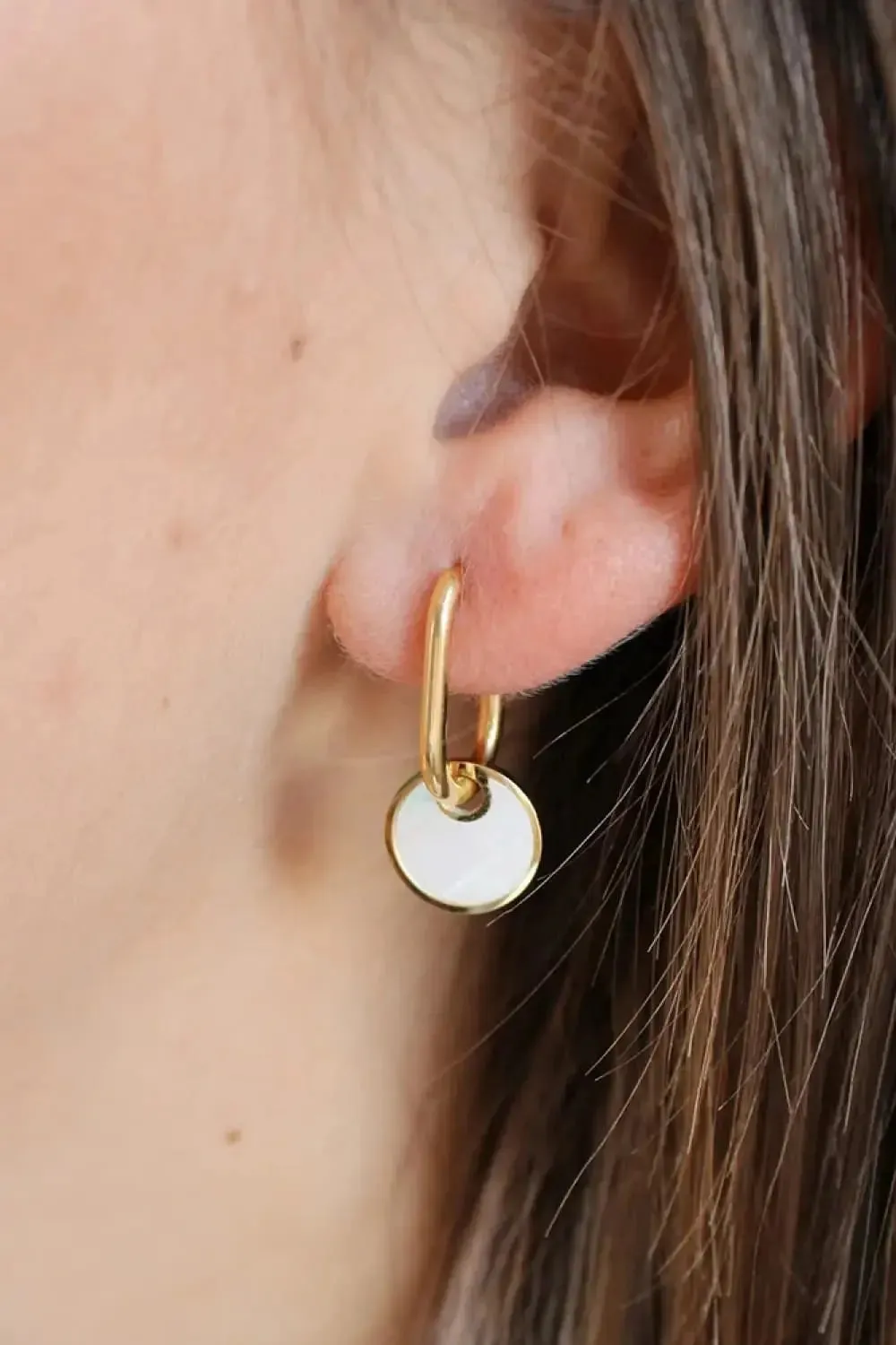 LOVCIA Copper White Mother-Of-Pearl Drop Earrings