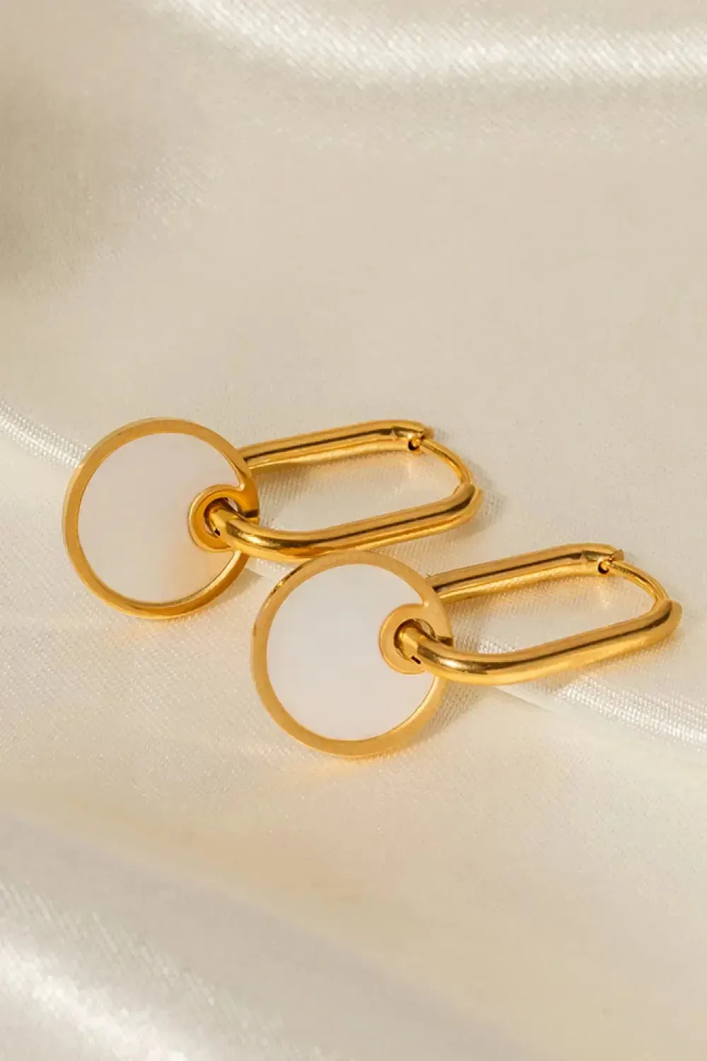 LOVCIA Copper White Mother-Of-Pearl Drop Earrings