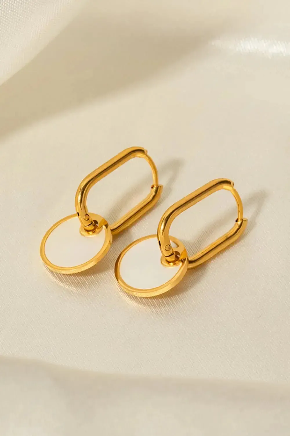 LOVCIA Copper White Mother-Of-Pearl Drop Earrings