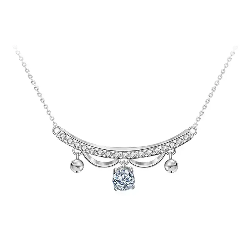 LOVCIA Elegant Moissanite CZ Lace Drop Tassels 925 Sterling Silver Necklace