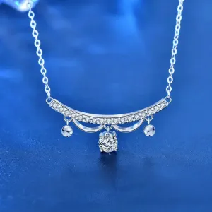 LOVCIA Elegant Moissanite CZ Lace Drop Tassels 925 Sterling Silver Necklace