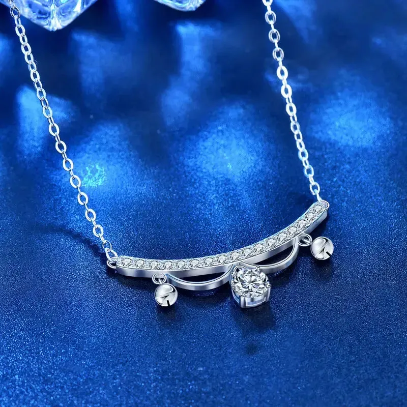 LOVCIA Elegant Moissanite CZ Lace Drop Tassels 925 Sterling Silver Necklace