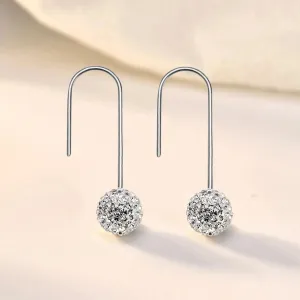 LOVCIA Modern CZ Round Ball 925 Sterling Silver Dangling Earrings