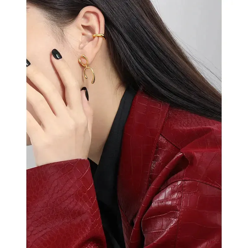 LOVCIA Modern Double U Shape 925 Sterling Silver Dangling Earrings