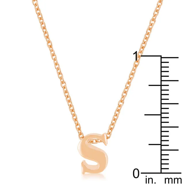 LOVCIA Rose Gold Tone Alphabet S Necklace