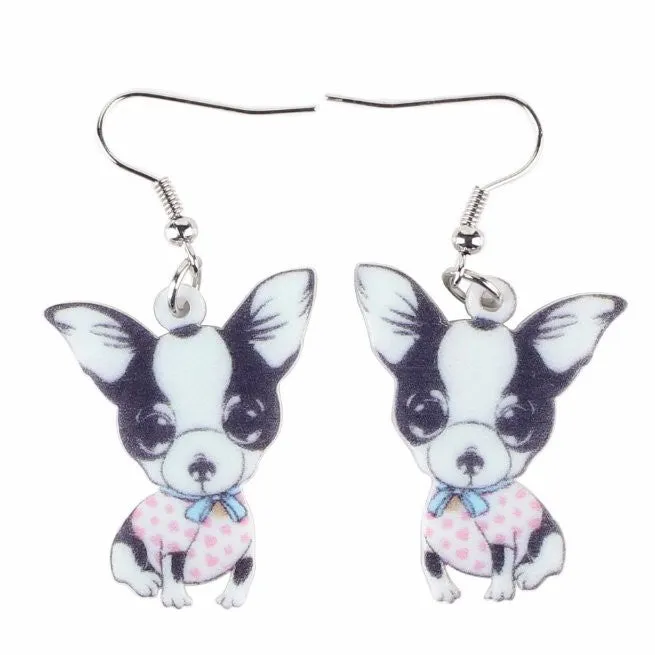 Lucky PINK Chihuahua Pendant Necklace with Matching Earrings