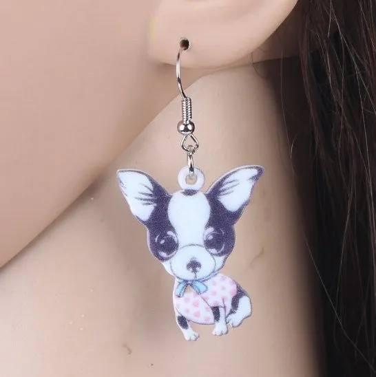 Lucky PINK Chihuahua Pendant Necklace with Matching Earrings