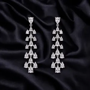 Luxurious 925 Sterling Silver Cascading Chandelier Earrings with Cubic Zirconia | SKU : 0003534618, 0021326103, 0021326110