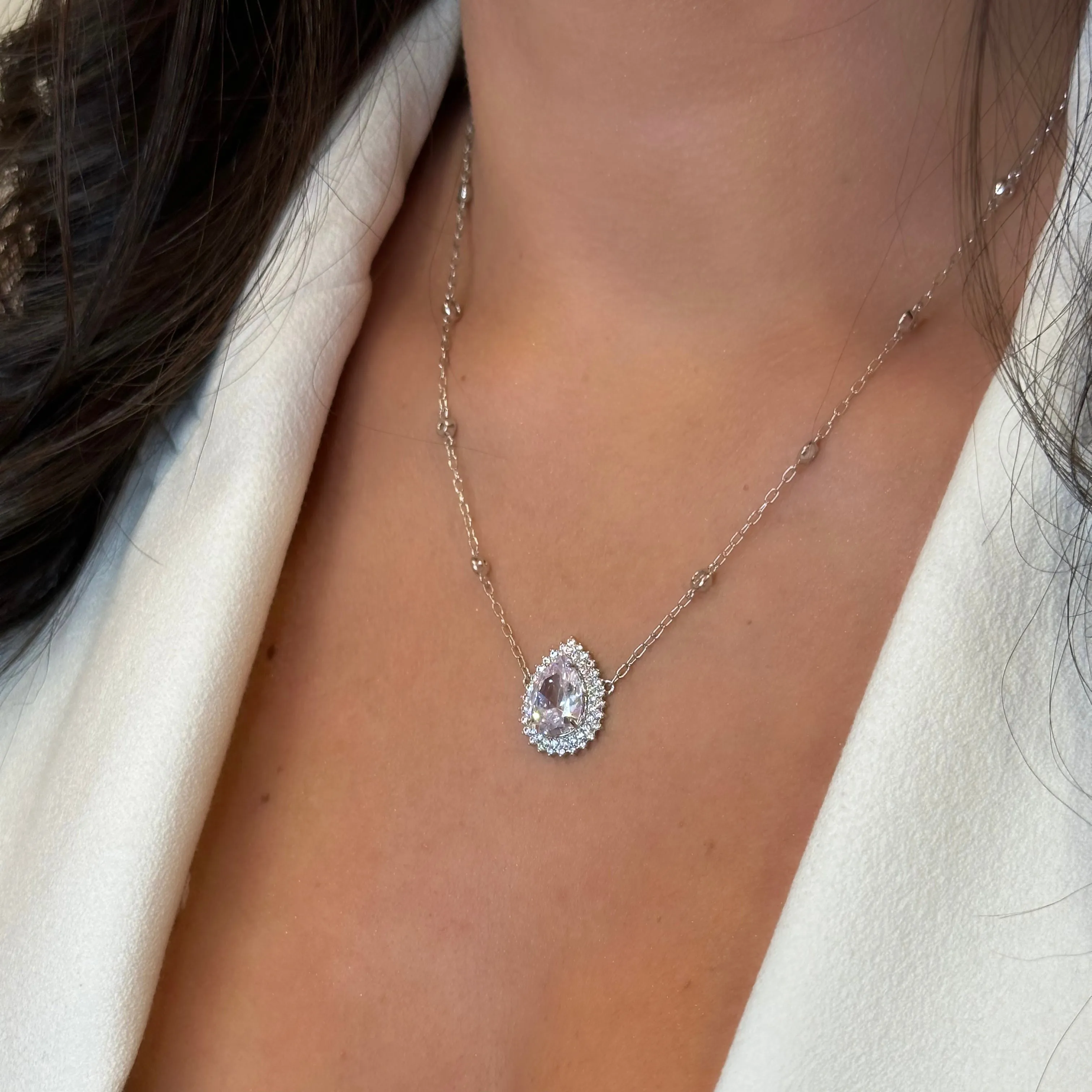 LUXURIOUS DROP SET | Double White Rhodium Plated