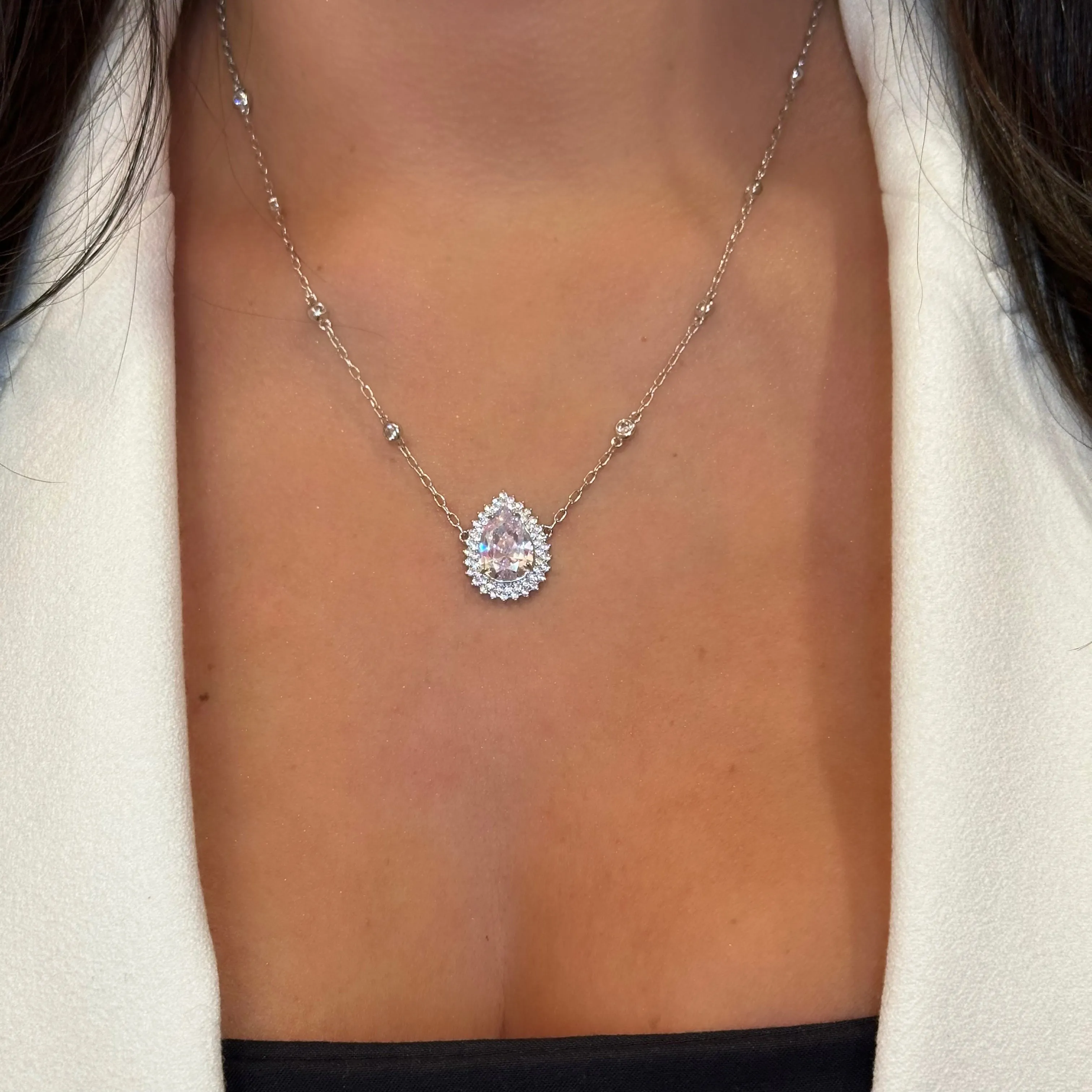 LUXURIOUS DROP SET | Double White Rhodium Plated